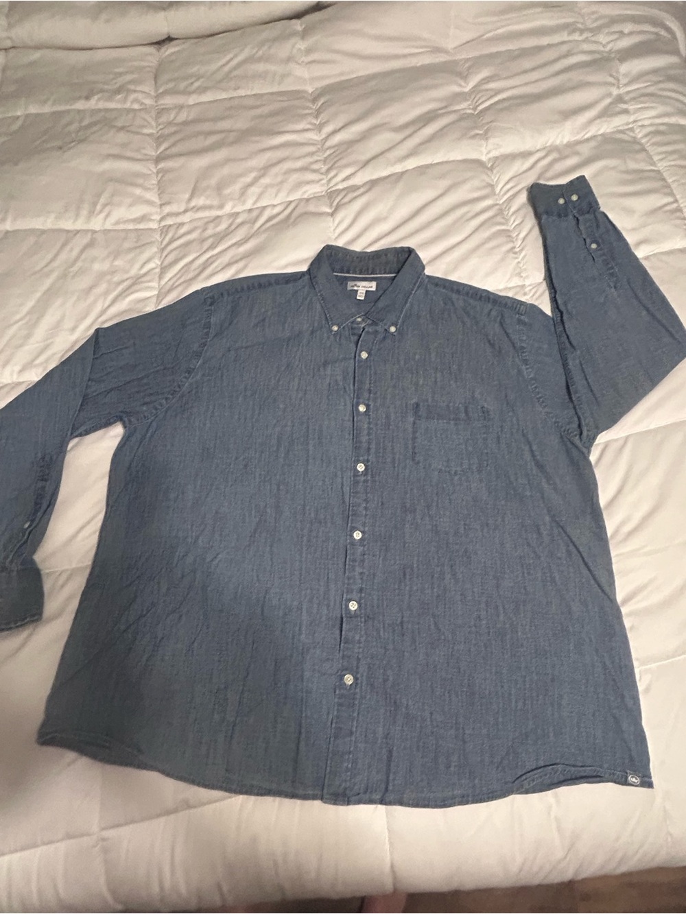 Peter Millar Men's Casual Denim-Style Button-Down Shirt - Blue